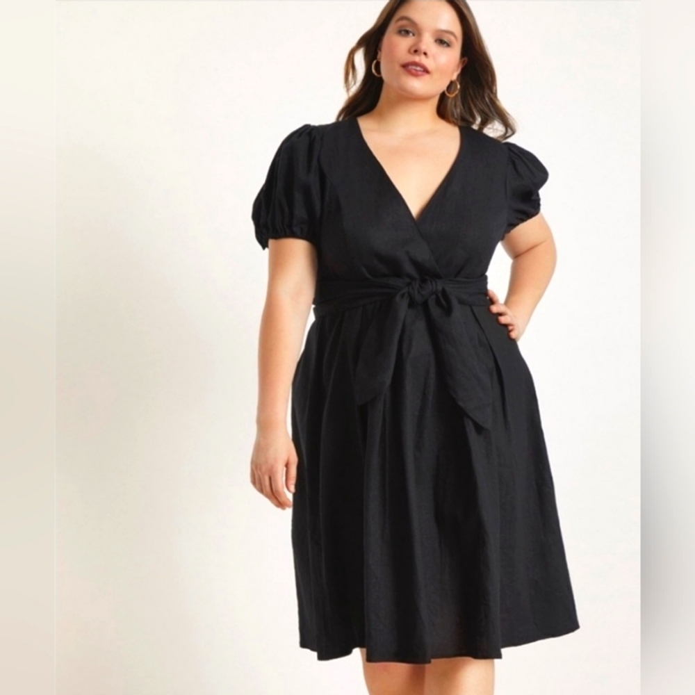 Eloquii Black Linen Dress Size 14